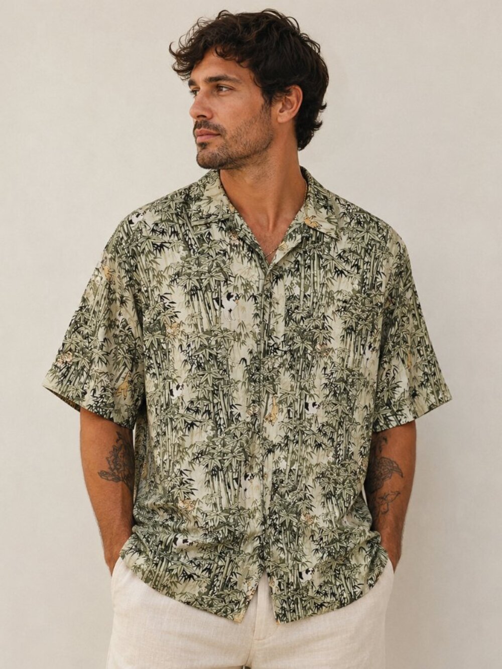 VINTAGE Big Dogs Bamboo Dog Print Button Down Shirt Size XL